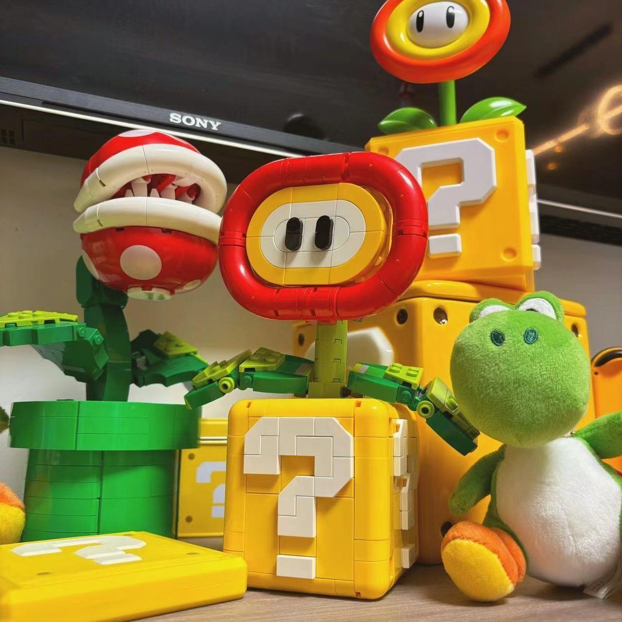 Compatible Lego Mario Carnivorous Plant Flame Flower Building Toy, Creative Model Display Piece, Trendy Play Figure