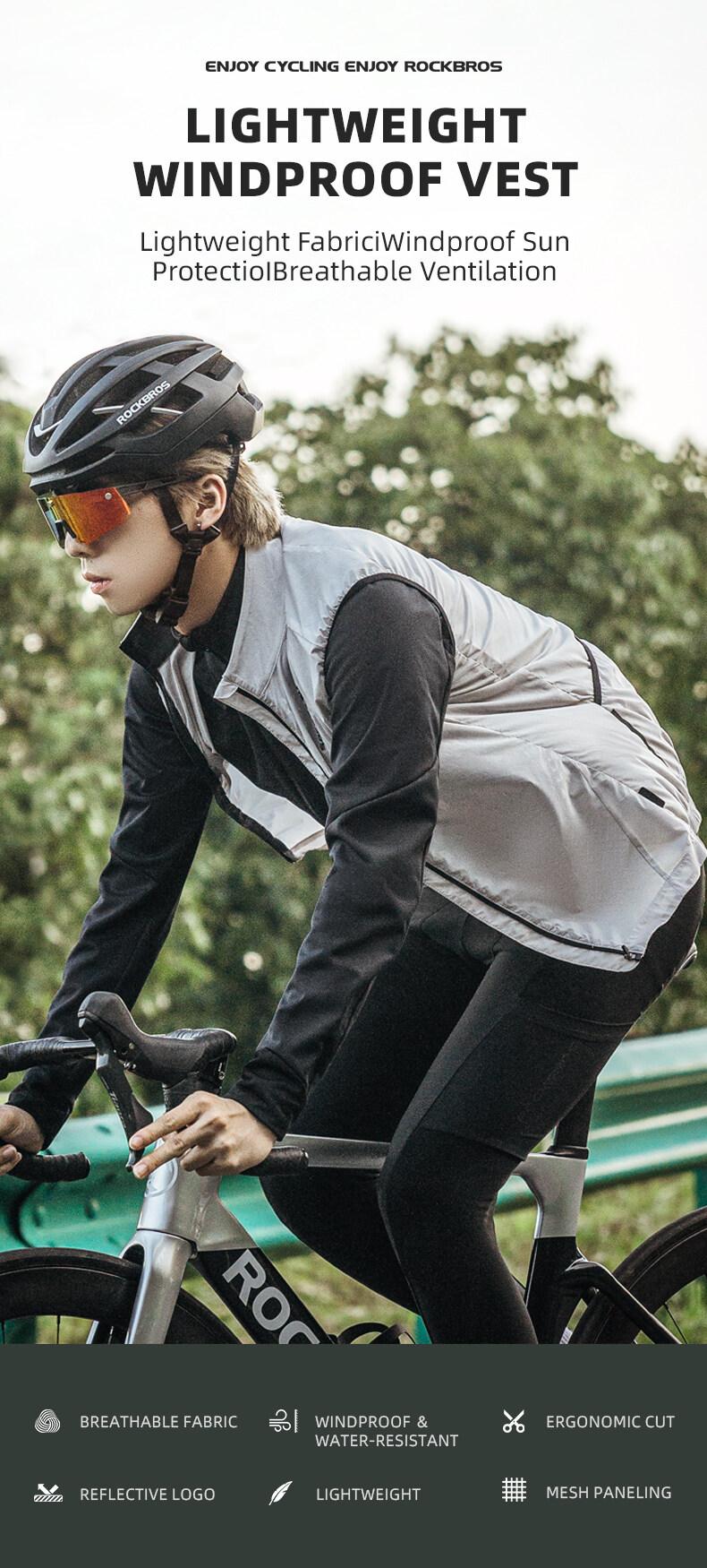 ROCKBROS Cycling Vest Reflective Windproof Unisex UV Protection Lightweight jersey