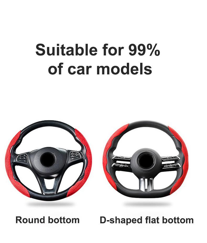 Suede Universal 38CM Car Steering Wheel Cover Booster Non-slip Cover For Tesla Model 3 Model S X Y Roadster SpaceX Auto Interior Accessories