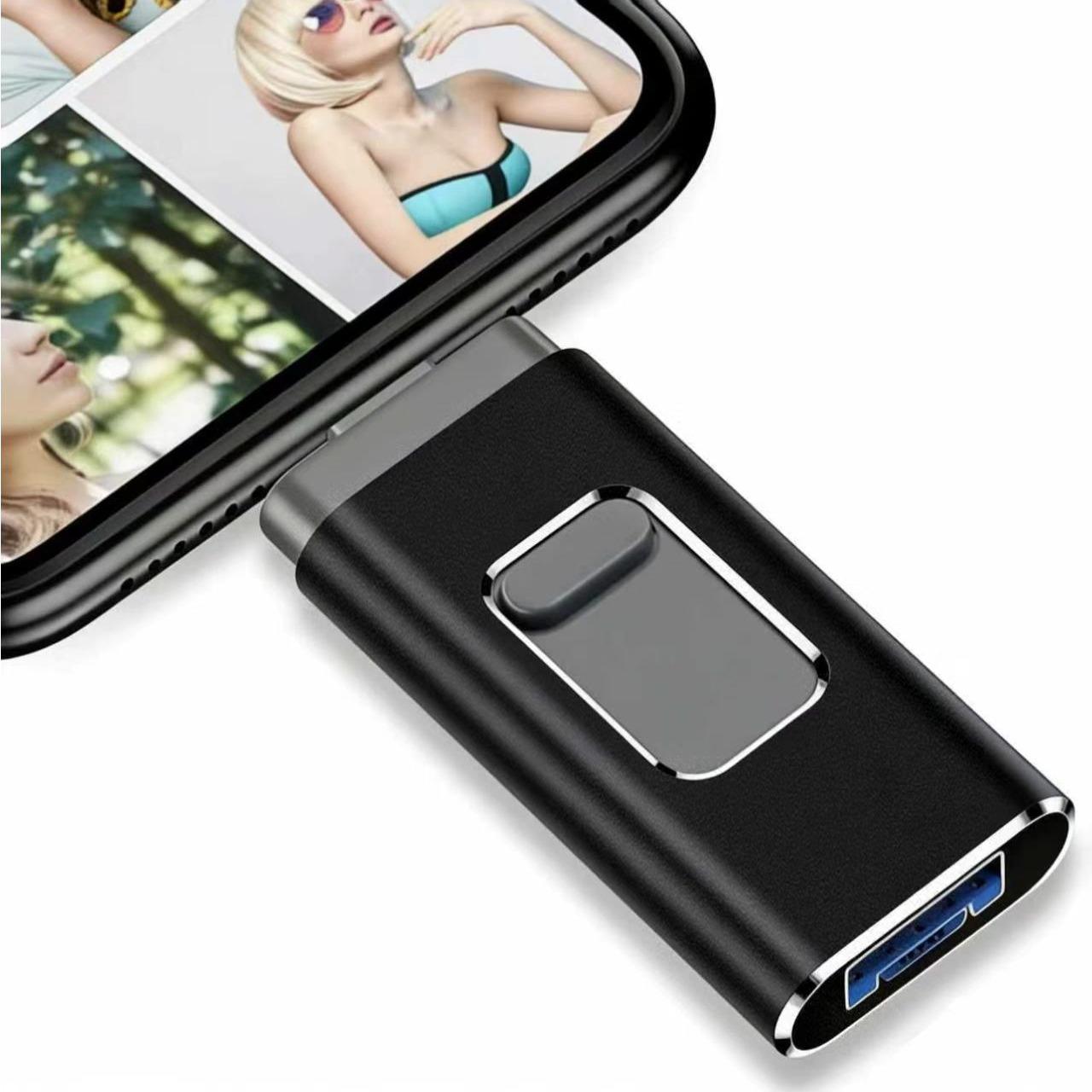 4-in-1 External Flash Drive for iPhone & Type-C & Android & Computer, USB 3.0 Memory Stick Photo Stick Thumb Drive, Photo & File Backup with App, Portable OTG PenDrive, 64GB 128GB 256GB 512GB 1TB, Christmas Gift for Boyfriend & Husband & Wife