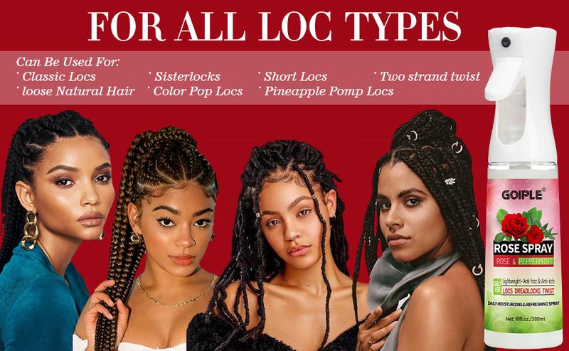 Rose Water Spray for Hair and Locs Scalp Moisturizer Refreshing Dreadlock Spray Hydrating Nourishes Prevents Dry Scalp Daily Use Moisture Hydrate