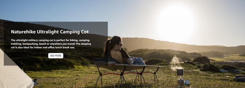 Naturehike ArmyWild Folding Camping Cot,Ultralight Backpacking Bed with Adjustable Height,Portable&Durable Aluminum Frame for Camping,Hiking&Home Outdoorfun camping accessories dealsforyoudays