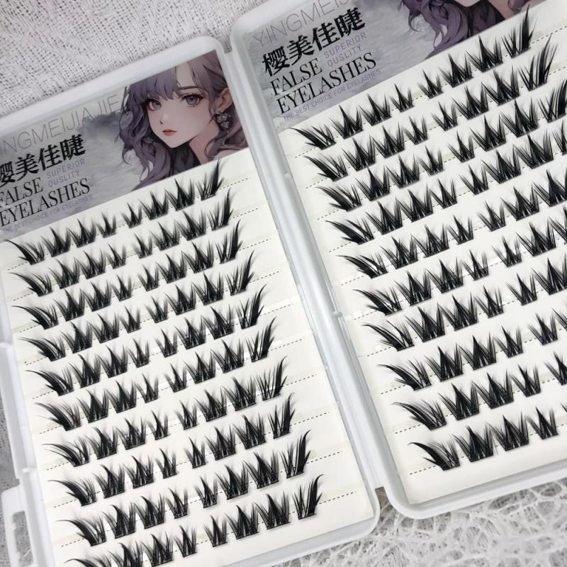 Large Capacity Self-Adhesive  Glueless False Eyelashes Fluffy Winged Fox Eye Natural Volume Lashes Reusable Easy Removal 11-13mm