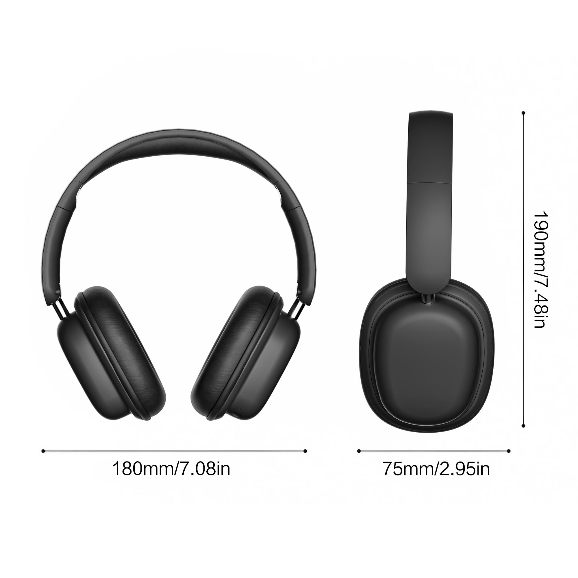 Wireless Foldable Headphones, Portable Bluetooth-compatible Headphones with Detachable Mic, Noise Cancelling Headphones for Travel Office Learning Game, Audio