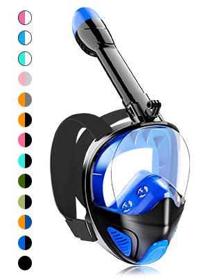 JRing Full Face Snorkel Mask Adult Snorkeling Gear Dry Top Breathing System Foldable Anti-Fog Anti-Leak with Camera Mount