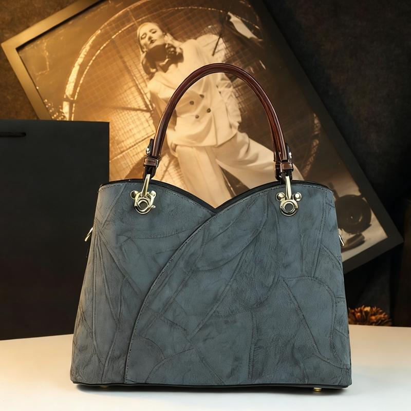 Elegant Vintage Patchwork Handbag, Large Capacity Commuter Tote Bag, Lightweight Luxury Mom Bag, Single Shoulder Crossbody Bag