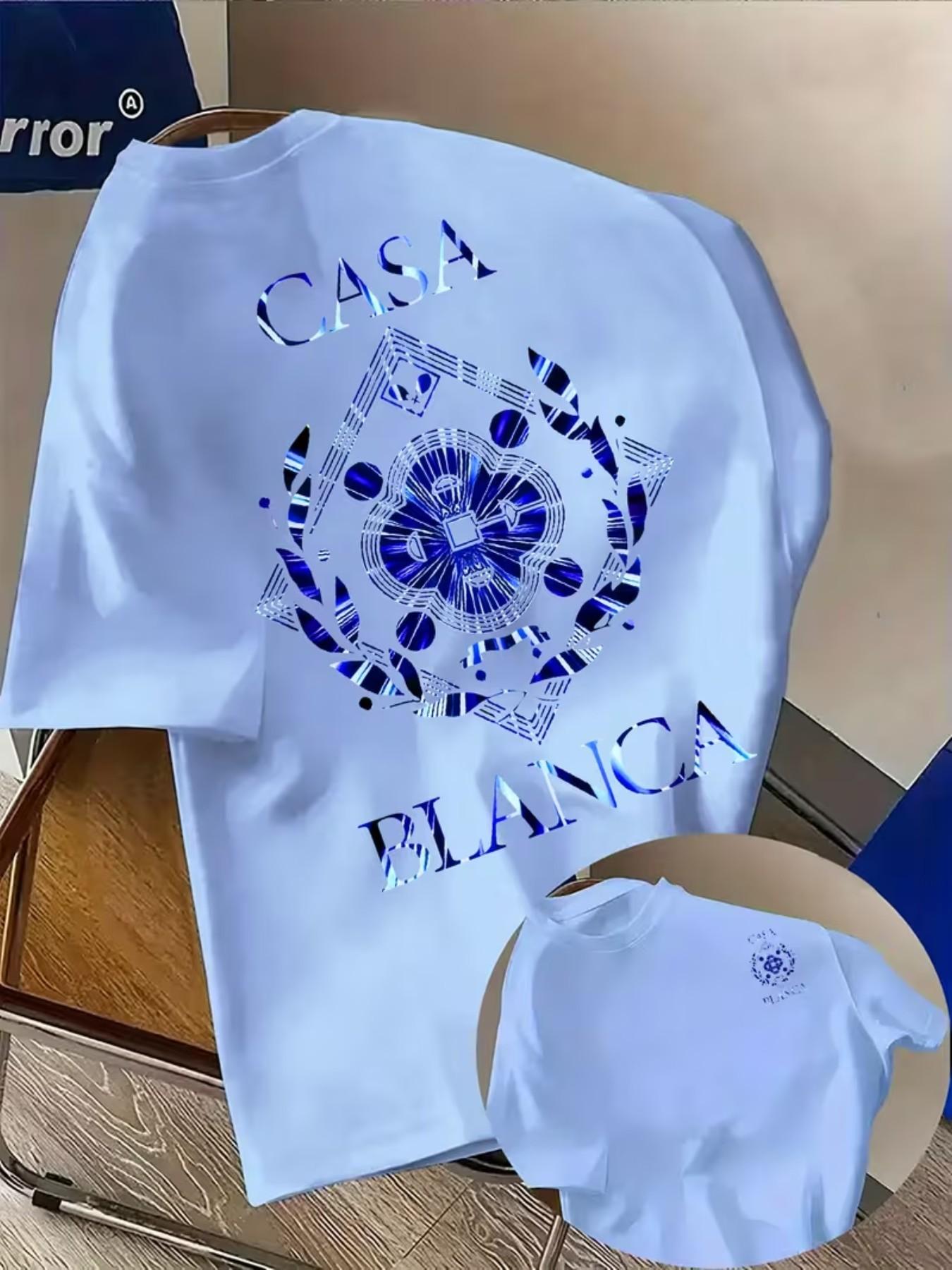 Men's Casual Loose-Fitting Long Sleeve Top, Geometric Pattern Print, American Style Streetwear, No Zipper, Without Button, with Collar