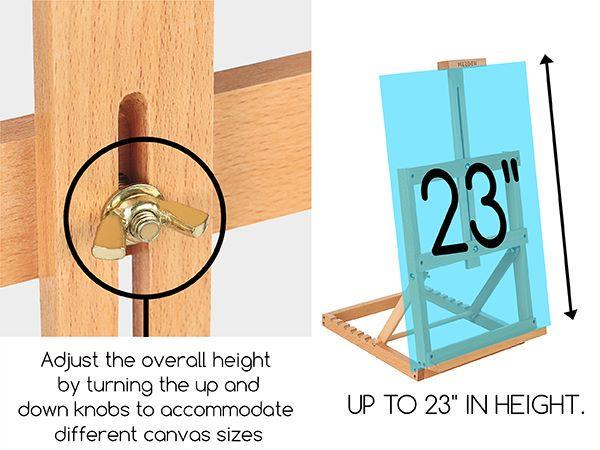 MEEDEN Art Heavy-Duty Tabletop Studio H-Frame Wooden Easel- Solid Beech Wood Adjustable Artists Desktop Easel for Artist, Beginners & Teens- Holds Canvas Art up to 23" High, Christmas, Blackfriday, Christmasgift,Gift Crafts Handcraft