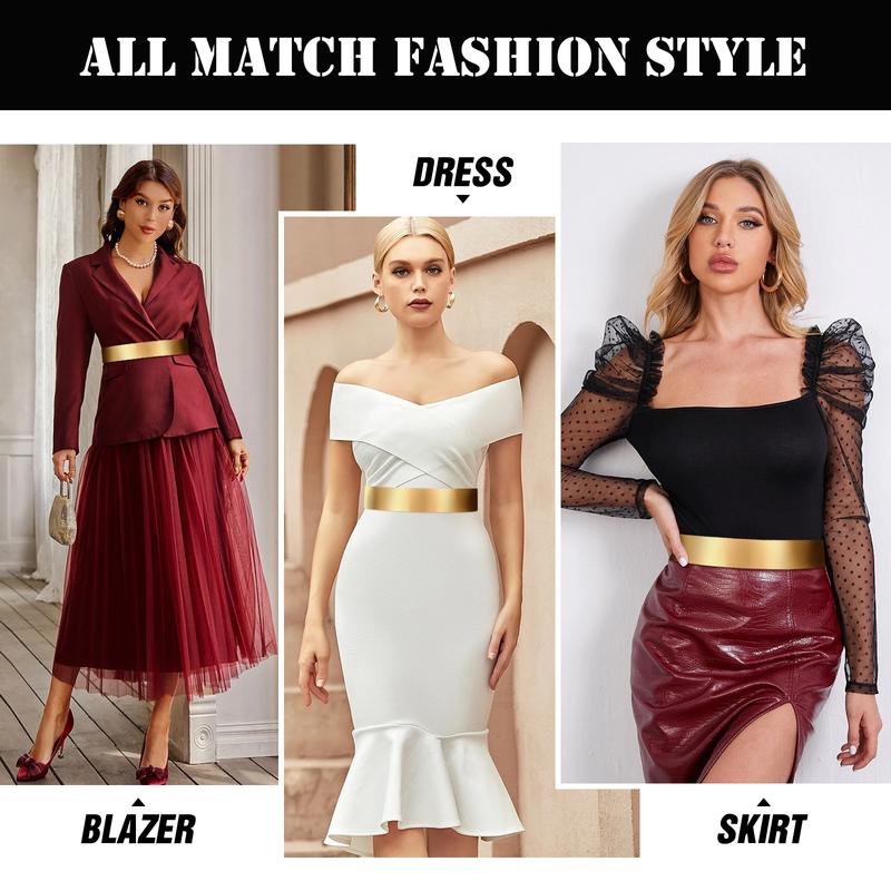 XZQTIVE Metal Waist Belt Women Shiny Polished Mirror Chain Belts Metallic Waistband Adjustable Body Link Dress Belts