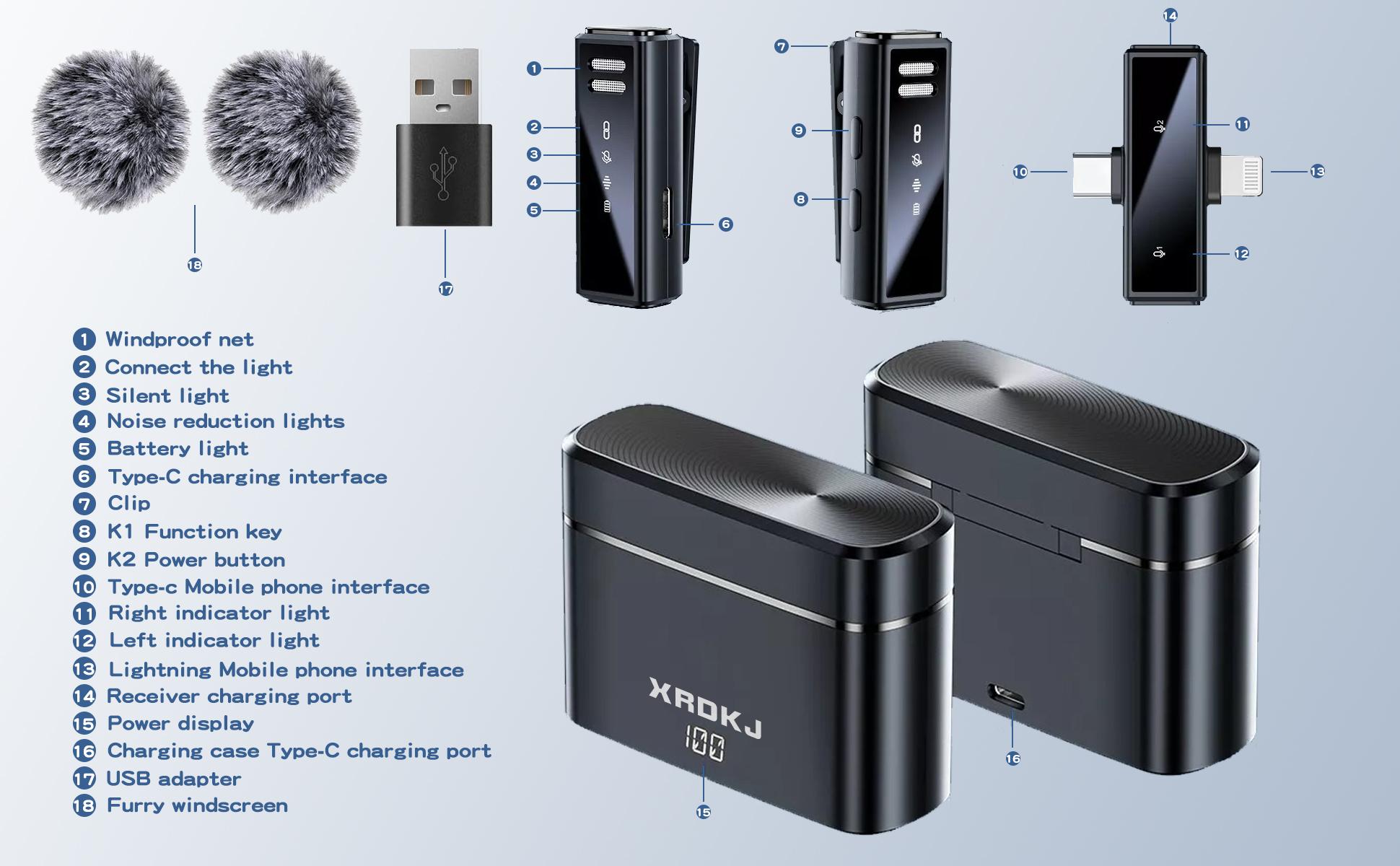 mini Wireless Lavalier Microphone for iPhone iPad Android PC， with Charging Case 7H Clip on Lapel Microphone Wireless for Video Recording Vlogging, YouTube, Interview