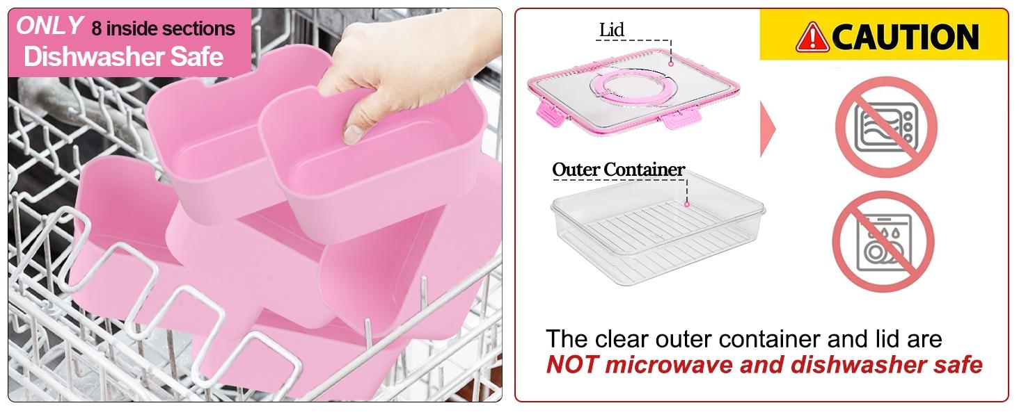 1Pc Divided Serving Tray with Lid-Snackle Box Charcuterie Container for Portable Snack Platters-Clear Organizer for Candy, lunch bento box,Perfect for Party,Travel(4/8 Compartments)