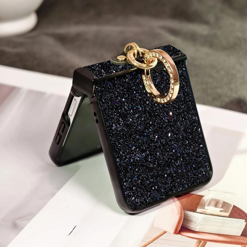 Luxurious shiny diamond rhinestone Glitter Ring Buckle Hard PC Phone Case For Moto Razr 50 60 Ultra 2025 + 2024 Protective 3-PIECE Back Cover