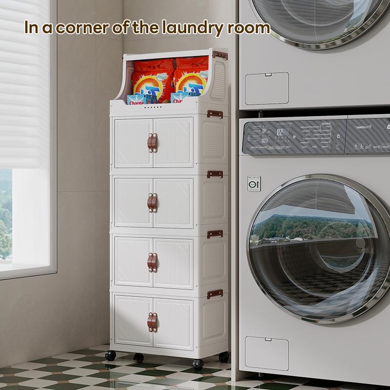 Foldable Storage Cabinet 36cm*25cm/46cm*28cm, Durable Plastic Organizer with Wheels, Easy Assembly, Ideal for Home & Gifts