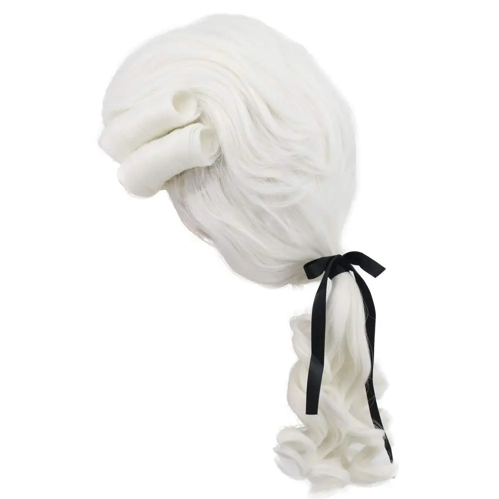 Adult White Colonial Judge Lawyer Wig - 20th Century Gentleman Costume Hair, Heat Resistant Synthetic Fibers, Fluffy & BreathableGift
