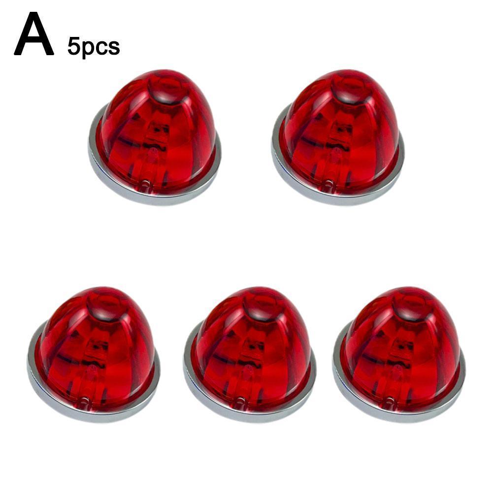 5Pcs Amber Watermelon LED Strobe+Constant Marker Lights Dual Function Watermelon-Shaped Side Marker Clearance Tail Top Cap Roof