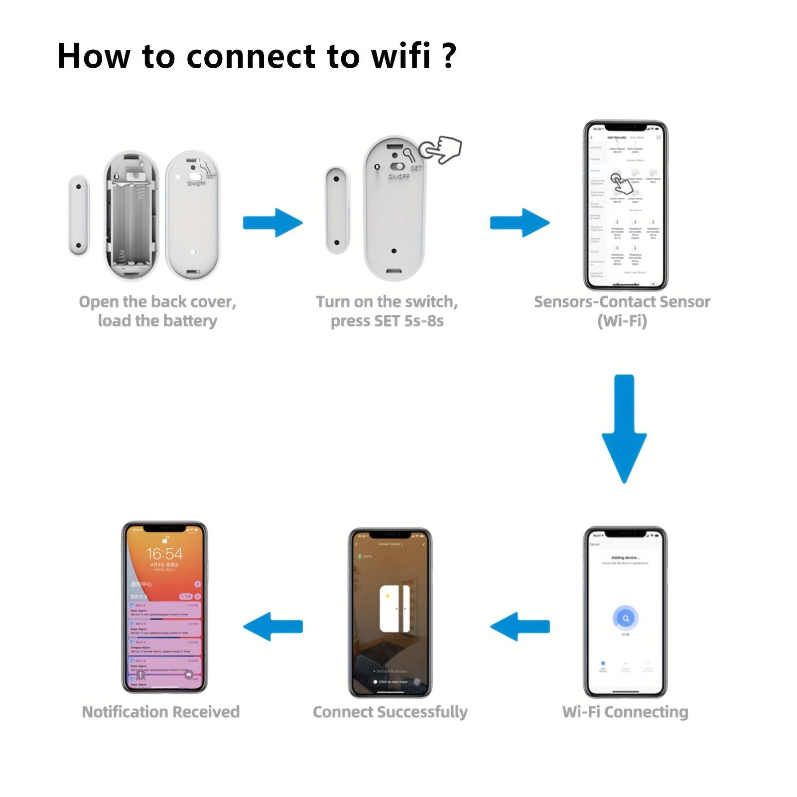 Tuya WiFi Window Door Sensor Wireless Door Detector Alarms Smart Life APP Remote Control Work with Alexa Google Home Smart Home Waterproof Motion Detection Security Monitor