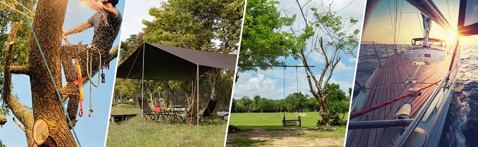 TikTokShopBlackFriday findmall Outdoor use 1/2 Inch 16 Braid multifunctional Polyester Rope 100/ 150 FT Green White Blue/Red White Blue/ Blue White