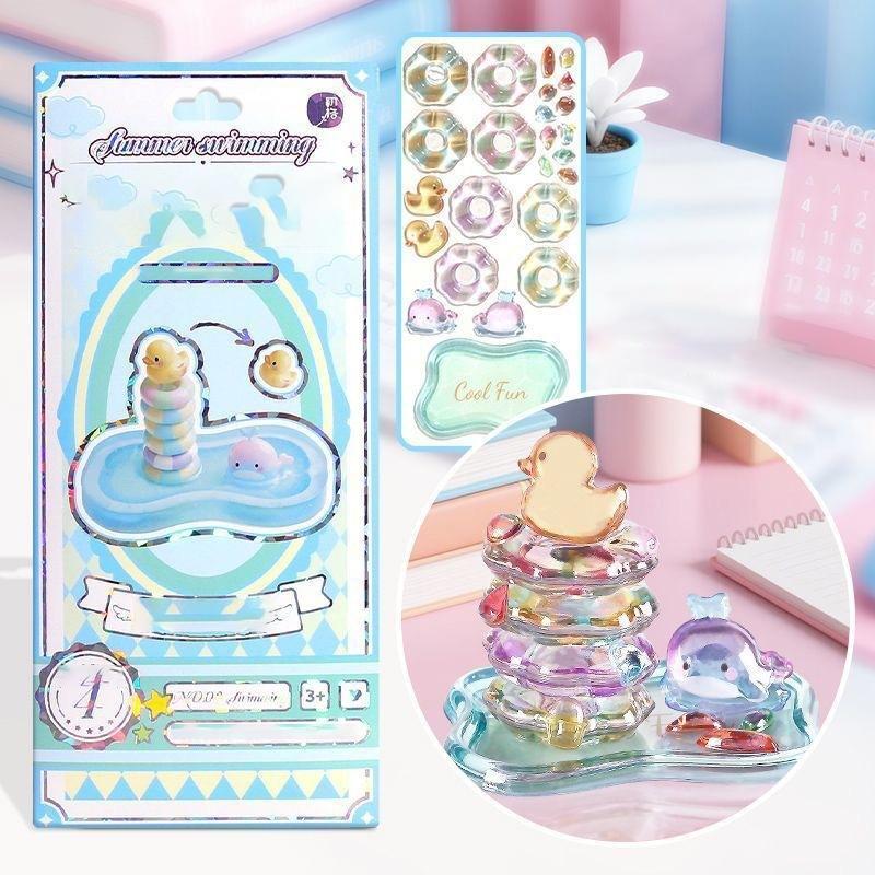 3D Puffy Stackable Stickers, Kawaii Cartoon Embossed DIY Craft Sticker for Adults, Solid & Squishy