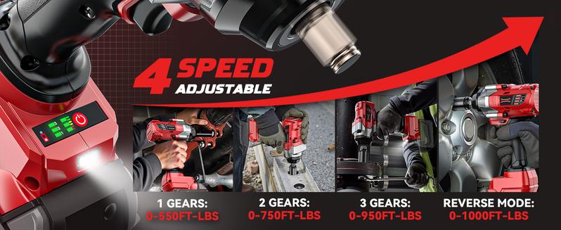 Brushless Impact Wrench 1/2 inch Compatible with Milwaukee 18V Battery (NO Battery!!), 1000Ft-lbs (1300N.m) High Torque Impact Gun, 4 Speed Modes Power Tools