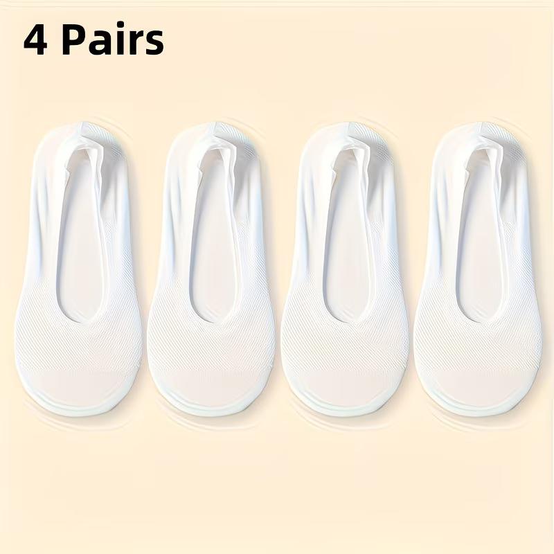 4 Pairs Women's Breathable Mesh No-Show Socks with Silicone Grip, Ultra-Thin Non-Slip Crew Socks, Perfect Gift for Casual Wear