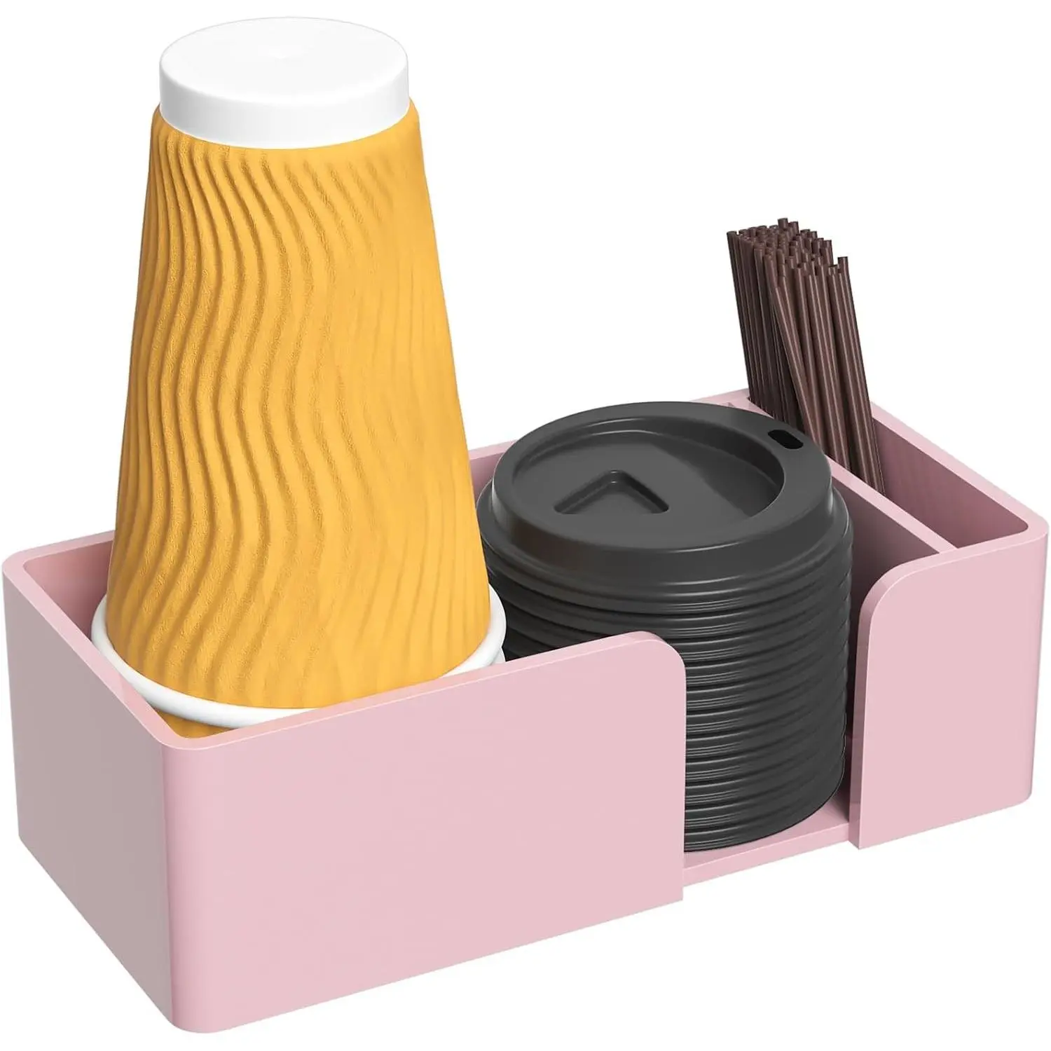 Coffee Cup Holder for Countertop - Pink Acrylic Coffee Bar Accessories 2 Cup Organizer Station Organizer Farmhouse Table Décor