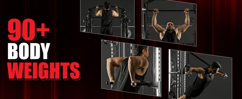 Smith Machine, Power Cage with Functional Trainer and Vertical Leg Press Attachment, All-in-one Power Rack Squat Rack for Home Gym Lat Pulldown System Strength Training Equipment Push Up Stand