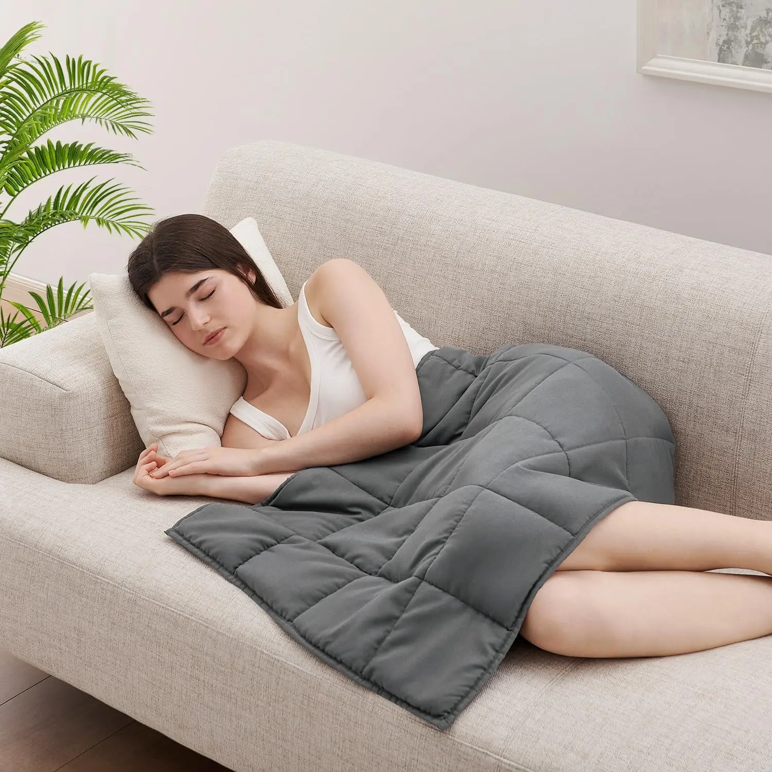 Weighted Lap Blanket 5lb: Small for Adults Travel - Cooling Pad for Relaxation Sleeping - Cozy Washable All-Season (29" x 24")