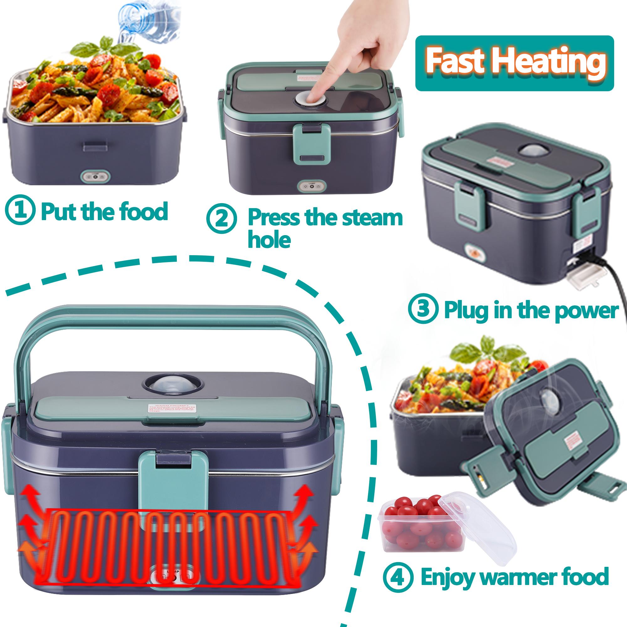 Nifogo Electric Lunch Box, 80W Food Heater 1,8L for Adults Portable Food Heater with Tableware and Lunch Bag, Car & Home Portable Electronic Food Heater for Home Office Travel
