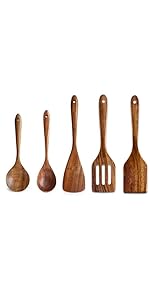 2 Pcs Large Wooden Spoons for Cooking Serving Mixing Kitchen Spoon Big Acacia Wood Utensils Set Teak Spatula Cooking Spoon Set Bamboo Baking Spoons Non Toxic Kitchen Tools Cooking Accessories