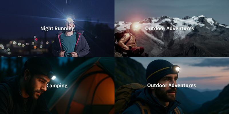 WARSUN Rechargeable Headlamp – 500LM COB LED with Motion Sensor, Type-C Charging, Dual Power, 10H Runtime, Waterproof, for Camping, Work & Emergency