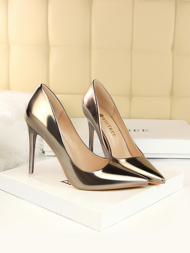 Women's Fashionable Texture Metal Stiletto Heels, Elegant Pointed Toe High Heels for Party, Banquet, Fashion Shoes for Party, Banquet, High Heel Pumps