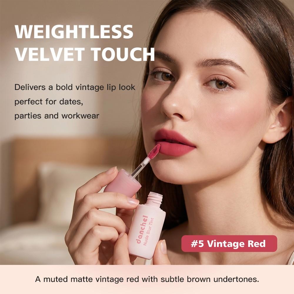 danchel Matte Lip & Cheek Tint, Lip Cosmetic, Lipstick, Makeup, Lip Products Makeup, Long-Lasting Matte Finish, Velvet Texture, 10 Shades, Makeup Gift for Girls & Women, Summer Makeup