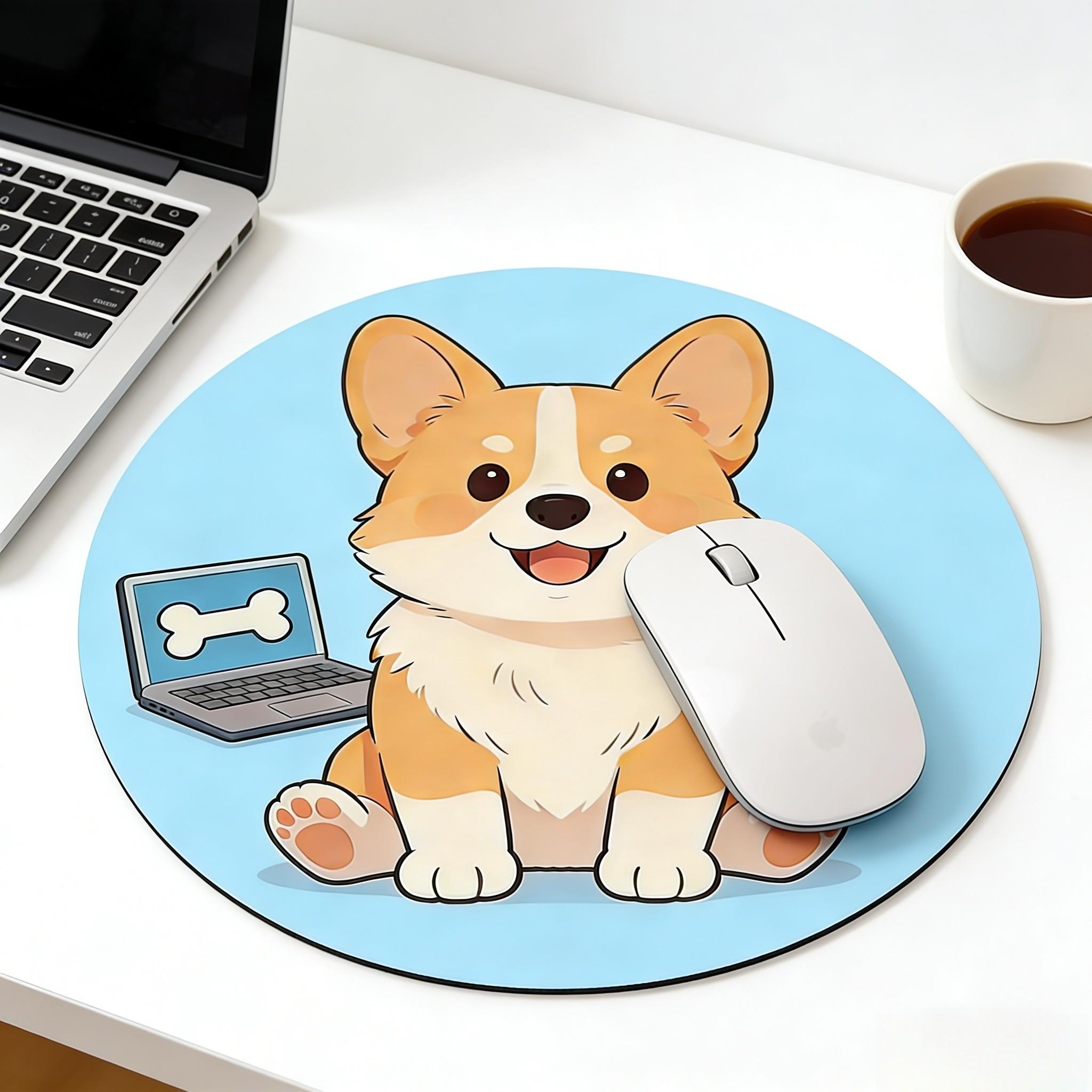 Fashionable Cartoon Round Mouse Pad, Anti-Slip Rubber Base, Gaming & Office Use, 7.87 Inch, Ideal Gift for Girls & Women