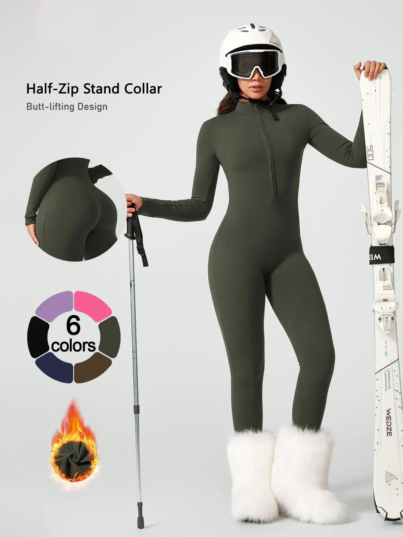 Women's Sportswear One-Piece Suit, Adjustable Collar, Windproof Waterproof, Warmth Retention, Ideal for Skiing and Outdoor Activities