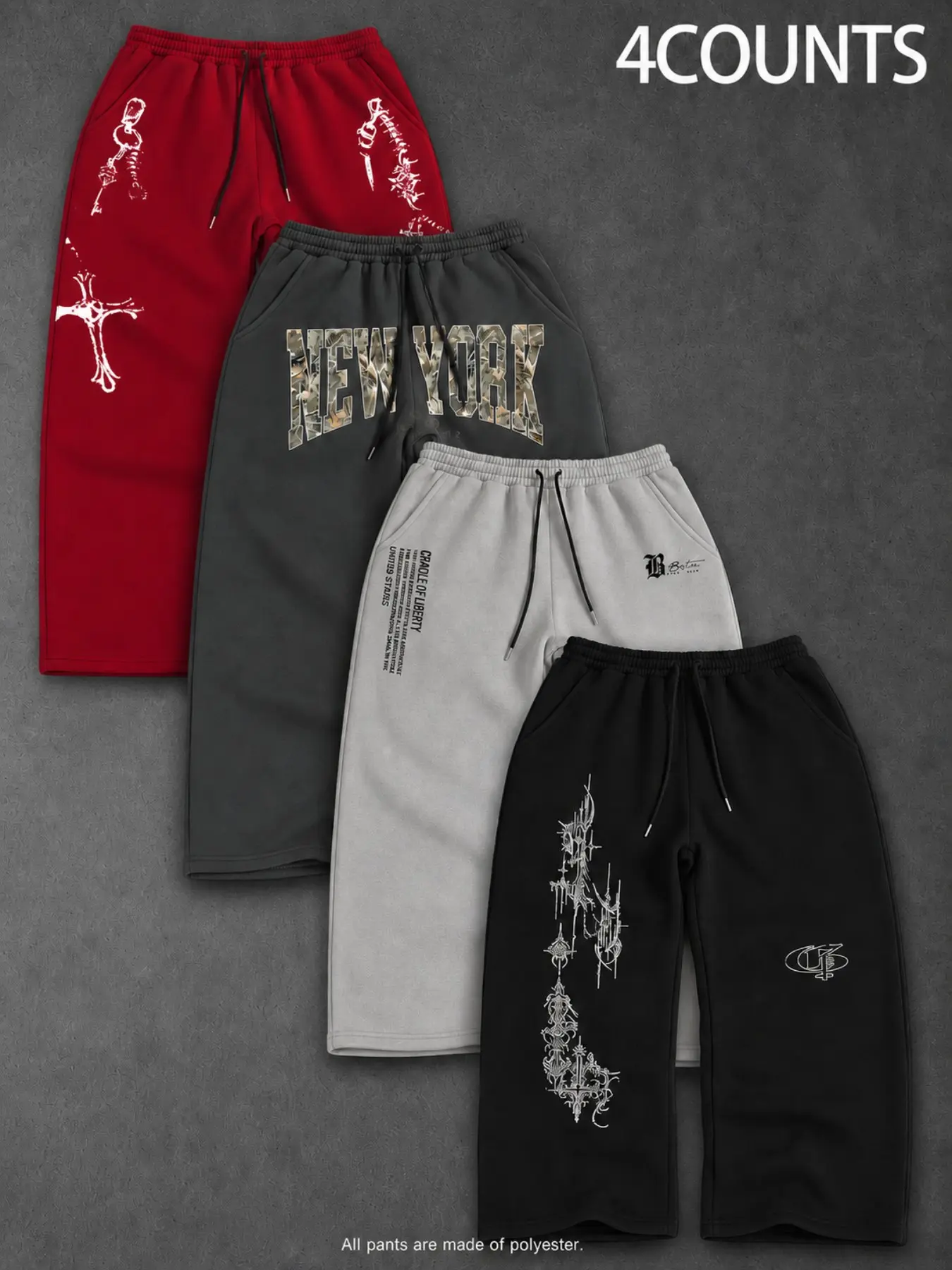 Men's & Women's Casual Joggers 4-Pack, Comfortable Drawstring Design, Soft Fabric, Perfect for Hiking & Outdoor Activities