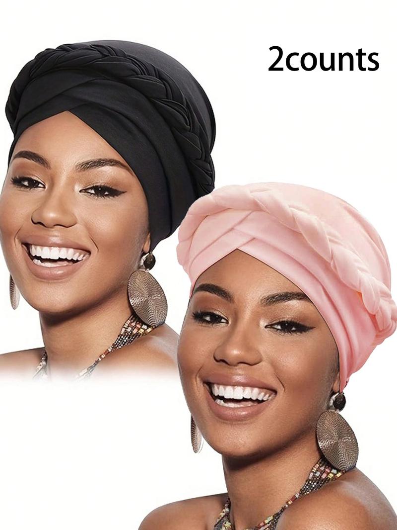 Women's Simple Style Plain Color Braided Design Turbans, 90s Vintage Hats for Women, Beach Essentials, Casual Trendy Hair Bonnet, Fashion Hair Accessories for Daily Use, Fashion Matching Hat