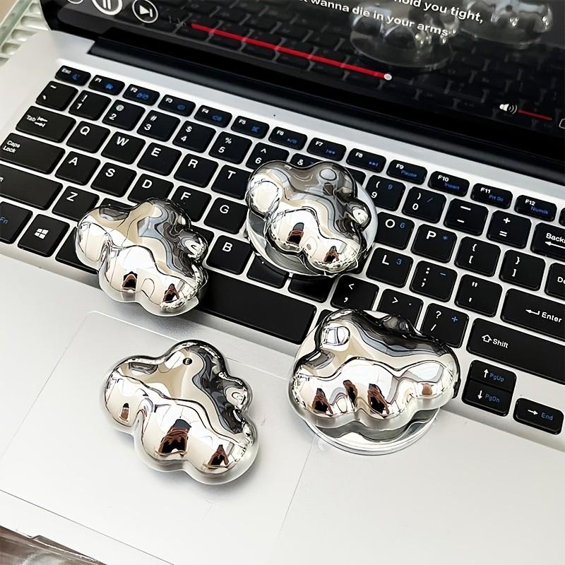 Advanced Electroplated Silver Cloud Magnetic Lazy Phone Stand, Foldable and Extensible Handle, Detachable Back Handle, Ideal Gift