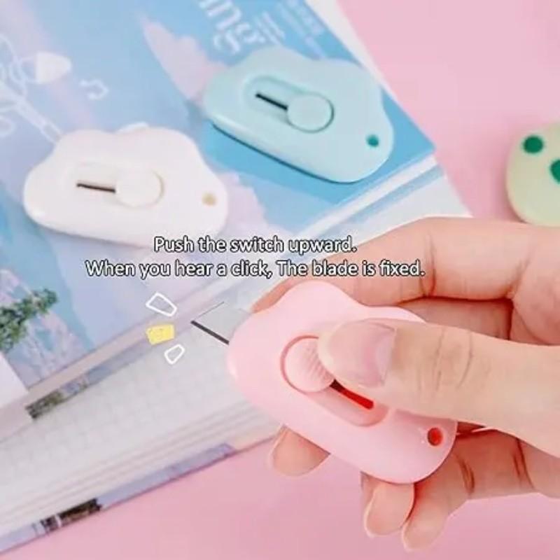3-Pack Cloud Box Cutters, Retractable Mini Letter Openers for Keychains, Pockets & Packages, Cute Envelope Slitters for Mail & Daily Use