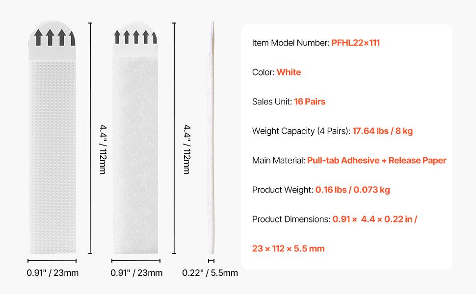 VEVOR Picture Hanging Strips, 16 Pairs, X-Large Picture Hangers with Removable Adhesive, Hook Loop Strips, Wall Hanging Strips for Damage Free Picture Hanger, Mounting of Photos, Frames, Wall Decor VEVOR Picture Hanging Strips, 16 Pairs, X-Large Picture Hangers with Removable Adhesive, Hook Loop Strips, Wall Hanging Strips for Damage Free Picture Hanger, Mounting of Photos, Frames, Wall Decor