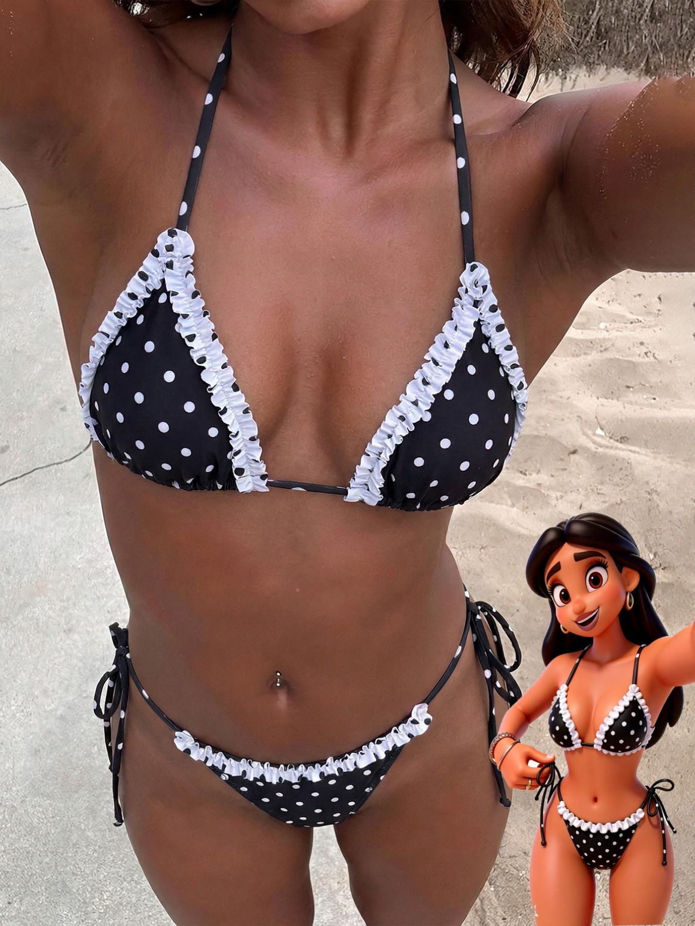 Two-piece Set Women's Gingham  Print Bikini Set, Casual Fashion Chic Swim Top & Swim Bottom Set for Beach Holiday Vacation, Ladies Swimsuit for All Seasons