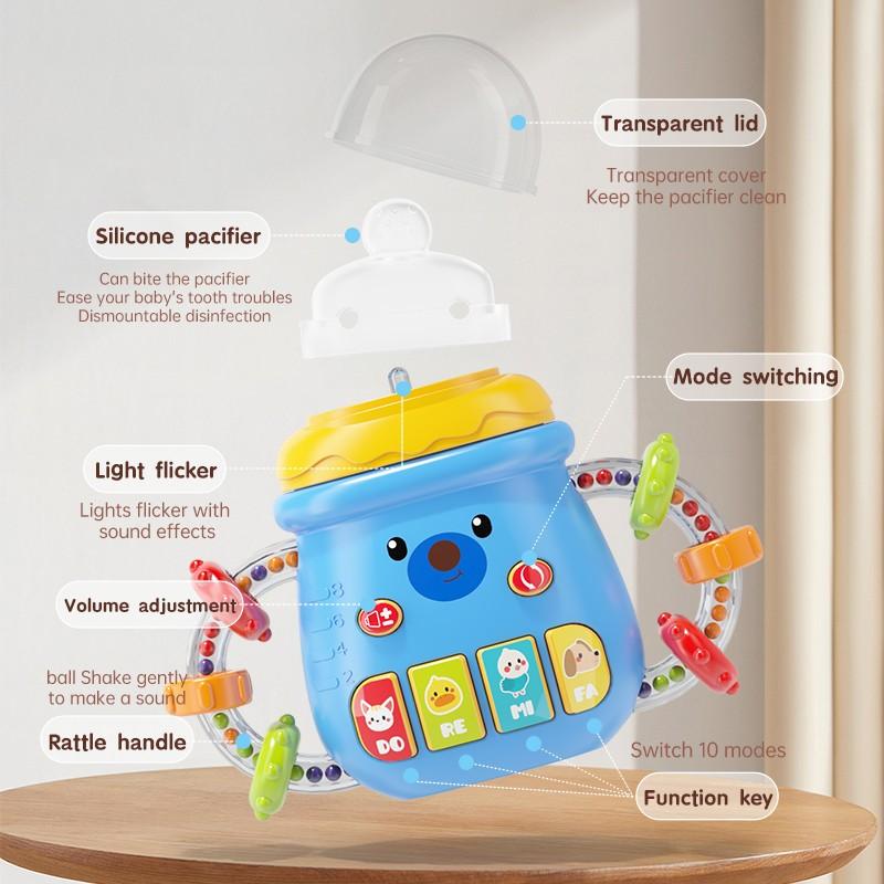 Baby Musical Toy, Cute Baby Bottle Learning Toy, Interactive Duck Shaped Light Up and Music Rattle Toy, Teething Musical Toys, Christmas Stocking Stuffers Gift