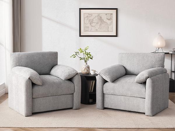 Chenille Oversized Armchair, 38.6" Wide Accent Chairs for Living Room & Bedroom Modern Lounge Chair, Upholstered Mid-Century Reading Chair, Comfy Living Room Chair, Single Sofa Chair Chenille Oversized Armchair, 38.6" Wide Accent Chairs for Living Room & Bedroom Modern Lounge Chair, Upholstered Mid-Century Reading Chair, Comfy Living Room Chair, Single Sofa Chair