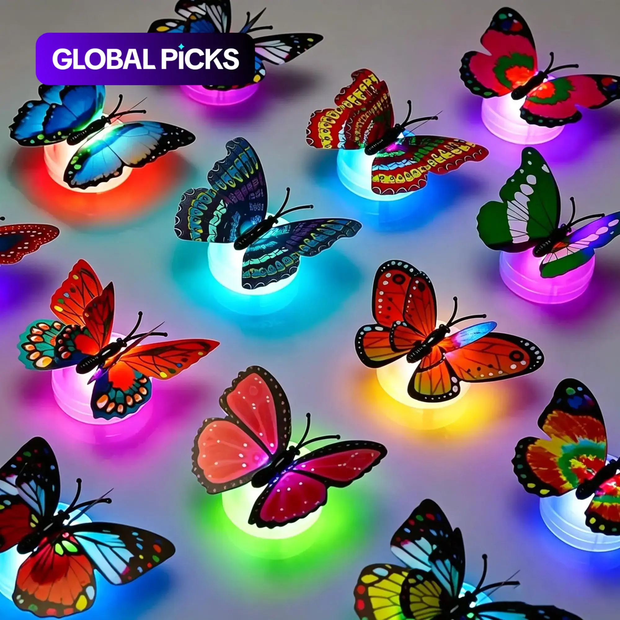 Random Color 3D Butterfly Shaped Night Light, 12/18/24pcs/set Luminous Wall Sticker, Decorative Decal For Home Bedroom Party Festival, Decorative Lighting，Christmas and Halloween decorations