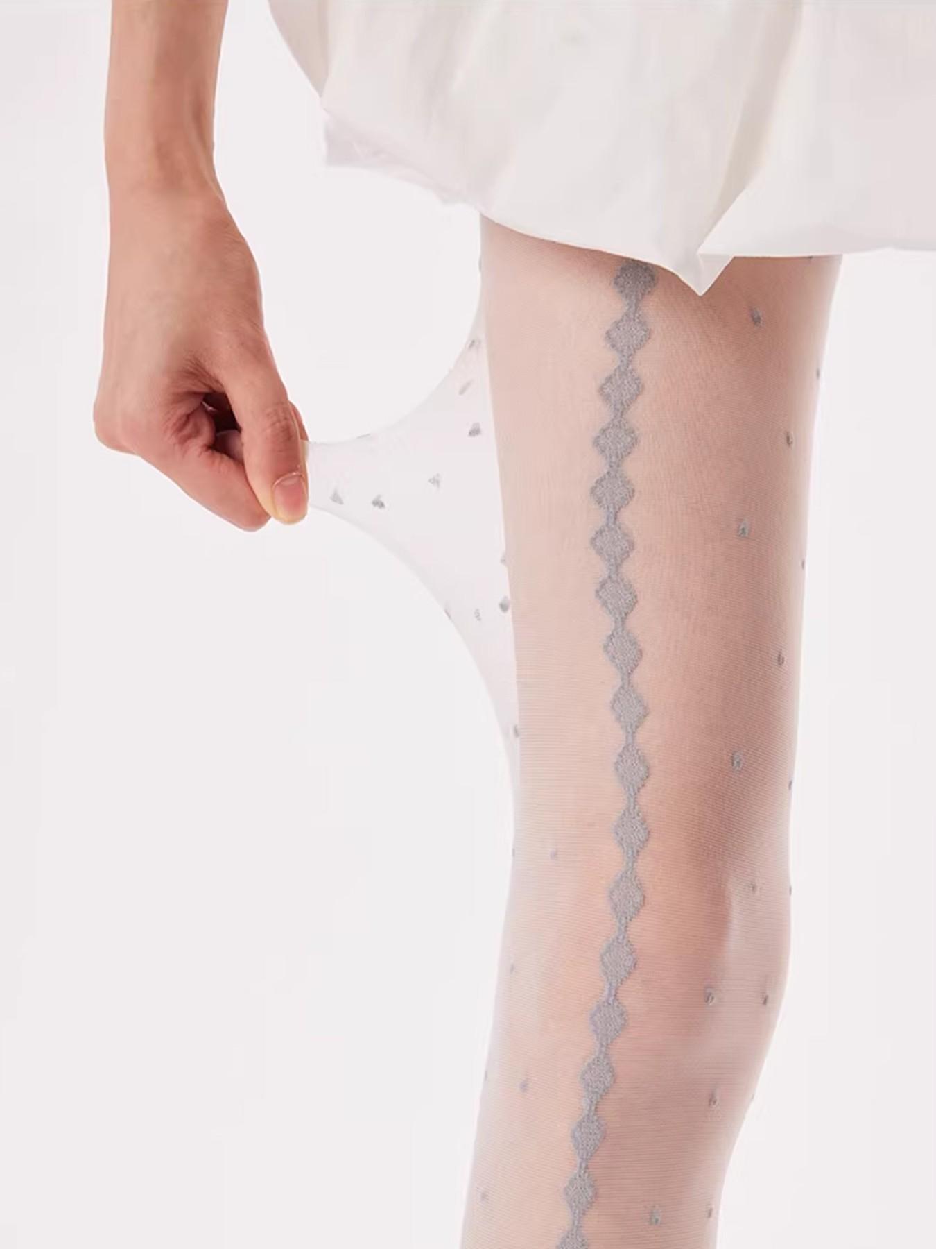 Vintage Polka Dot Rhombus Stockings, High Waist Slim-Fitting Striped Tights, Fashionable All-Seasons Wear, Beautiful and Stylish