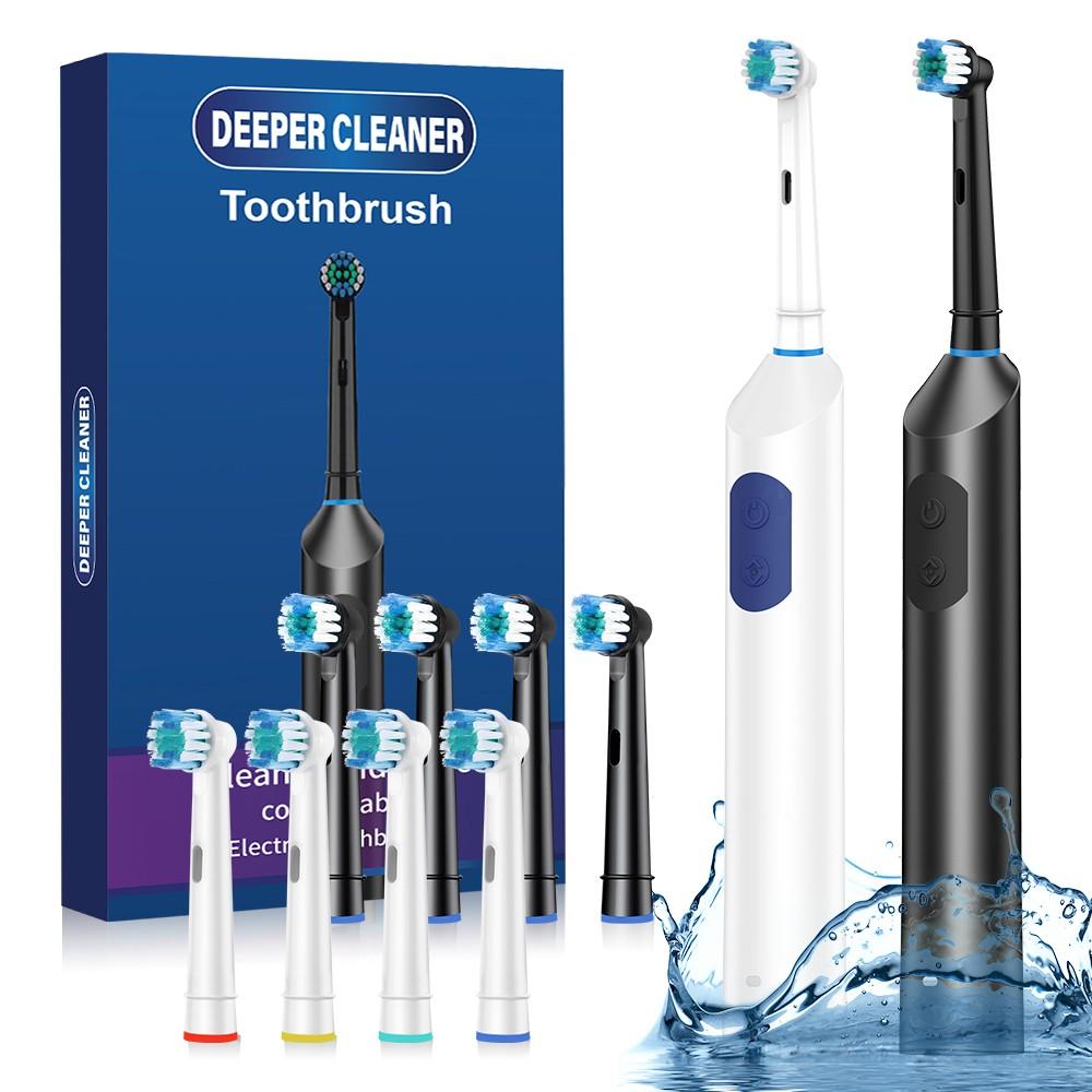 Rotating Electric Toothbrush with 5 Adjustable Modes, 2-Minute Timer with 4 Replaceable Brush Heads for Teeth Cleaning, Cleansing, Ideal for Daily Oral Care