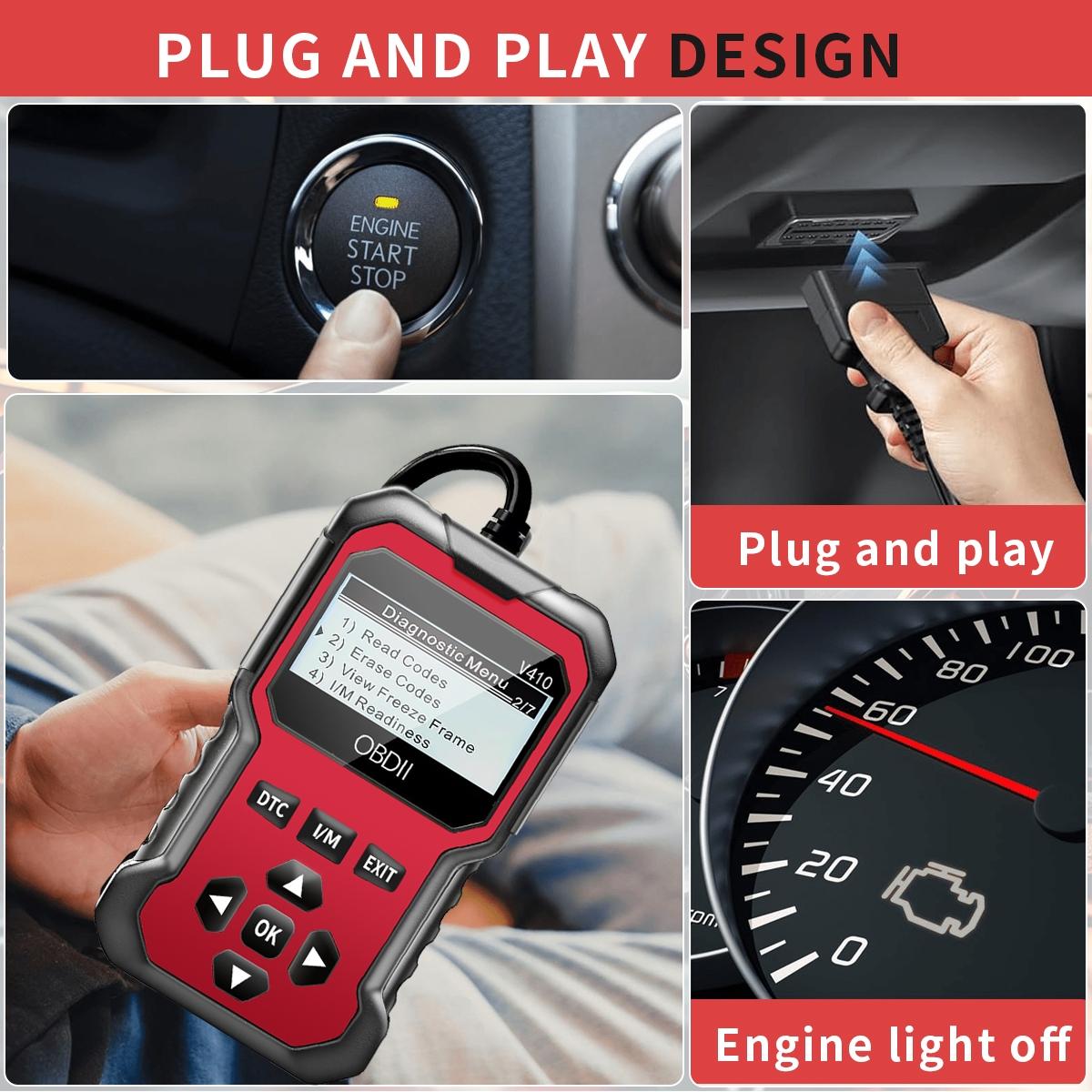 New Obd2 Scanner Diagnostic Tool, Complete Engine Code Reader, Reset, Data Stream, I/m Readiness, Vehicle Info, Voltage Test, All Obdii/eobd Vehicles, Automotive Scan Tool