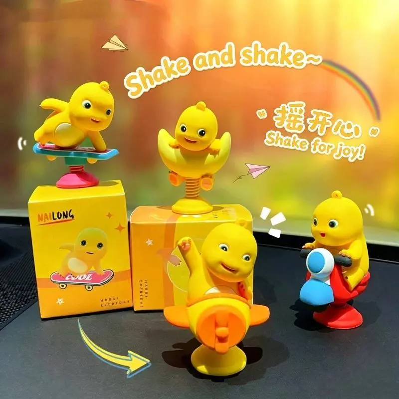 4pcs Nailong Shaking Figurine Elastic Spring Toy Decompression Trendy Ornament Car Dashboard Office Home Desktop Decoration Gift