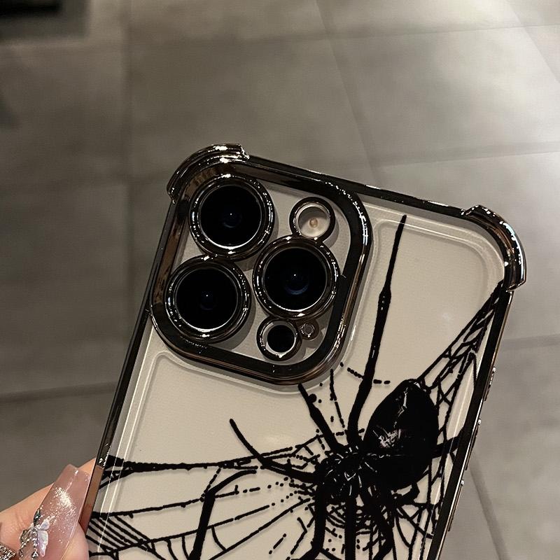 Spider Pattern Four-corner drop-proof TPU phone case for iPhone 16 15 14 Pro Max 13 12 11 XR XS Plus shockproof full camera protection durable slim silicone case mobile phone case