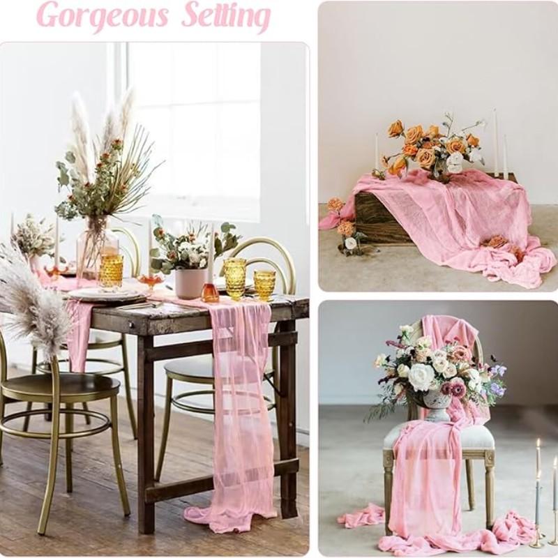 1/6/10pcs Light  Pink Table Runner Bohemian Country-Style Table Runner, Suitable for Weddings, Baby Baptism Parties and Holiday Decorations