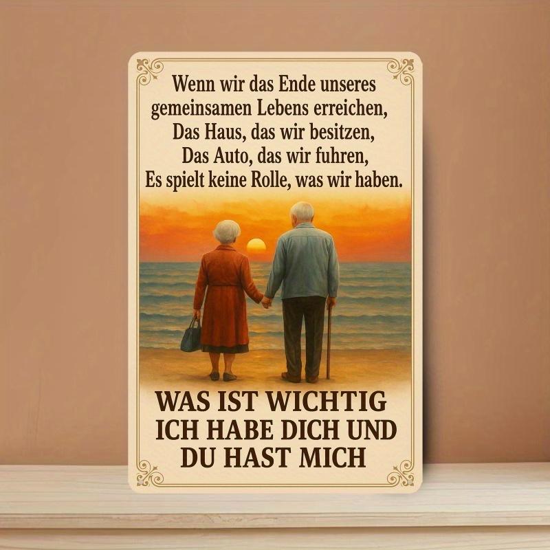 1PC 2D Flat Retro German Metal Wall Plaque - "I See You Again" Romantic Anniversary Gift, Suitable for Couples, Size 19.81x 29.97cm , Waterproof and Dustproof, Ideal for Home, Kitchen, Garage Decoration, Metal Wall Art Decoration
